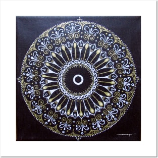 White Gold Canvas Mandala #2 Posters and Art